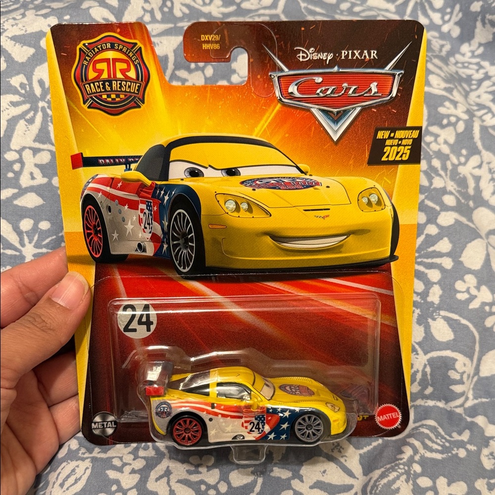 Disney Pixar Cars - Jeff Gorvette Cars Yellow Race Car Toy